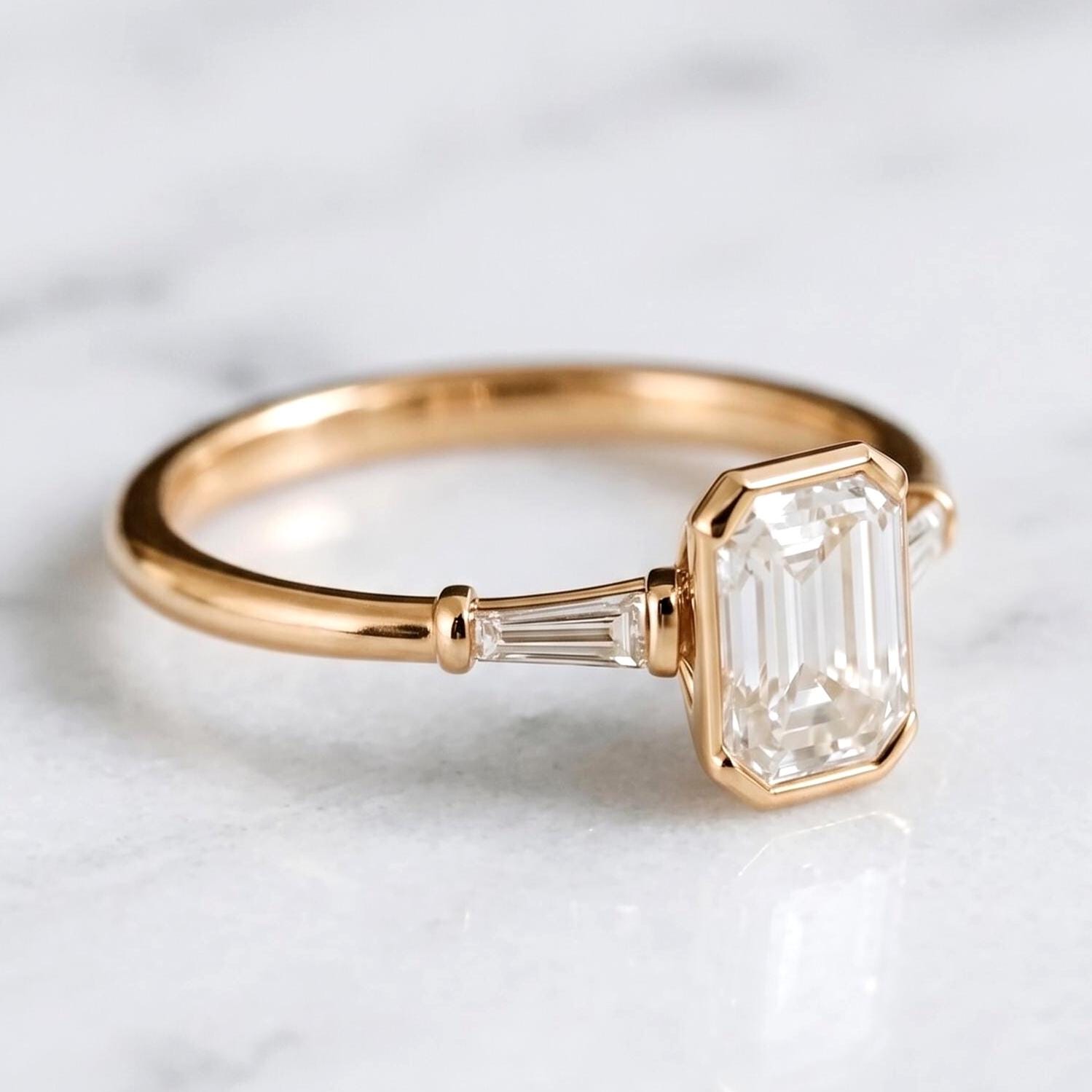3.2 Ct IGI Certified Emerald Lab Diamond Engagement Ring