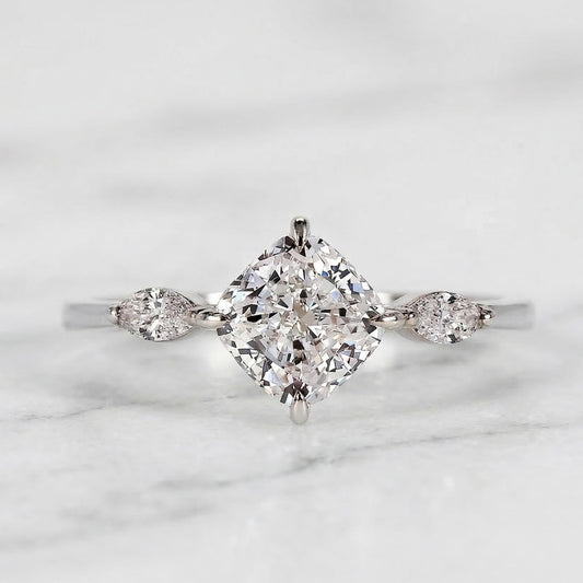 Cushion Lab Diamond Three Stone Ring