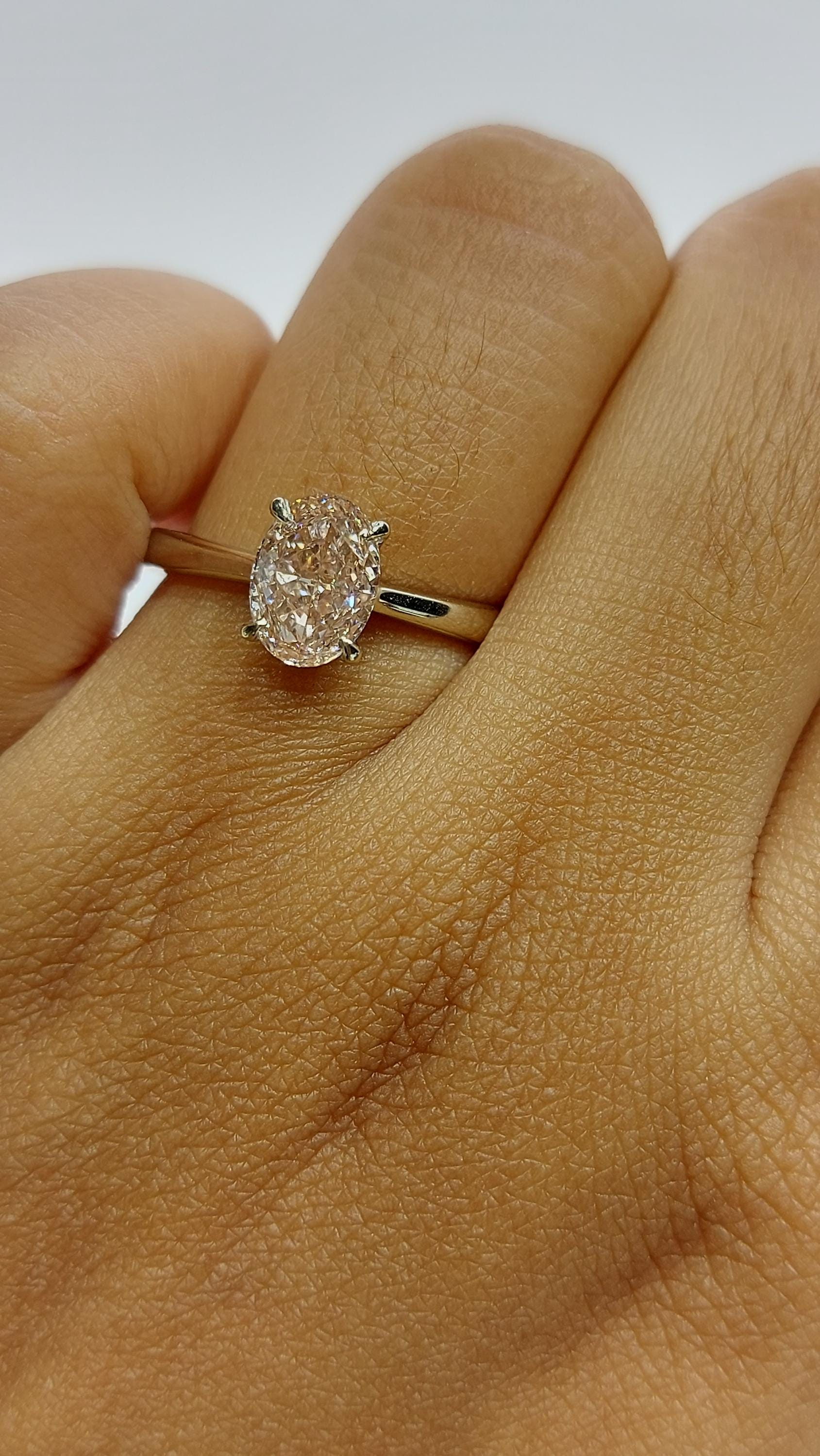 IGI Certified Oval Lab Diamond Engagement Ring