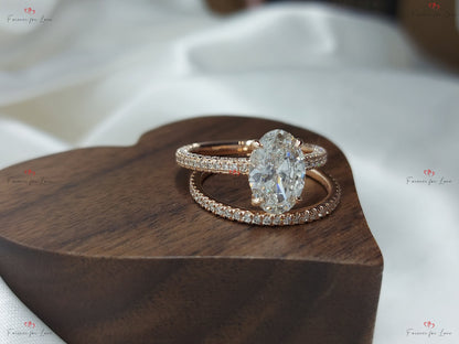 Oval Lab Diamond Hidden Halo Engagement Ring