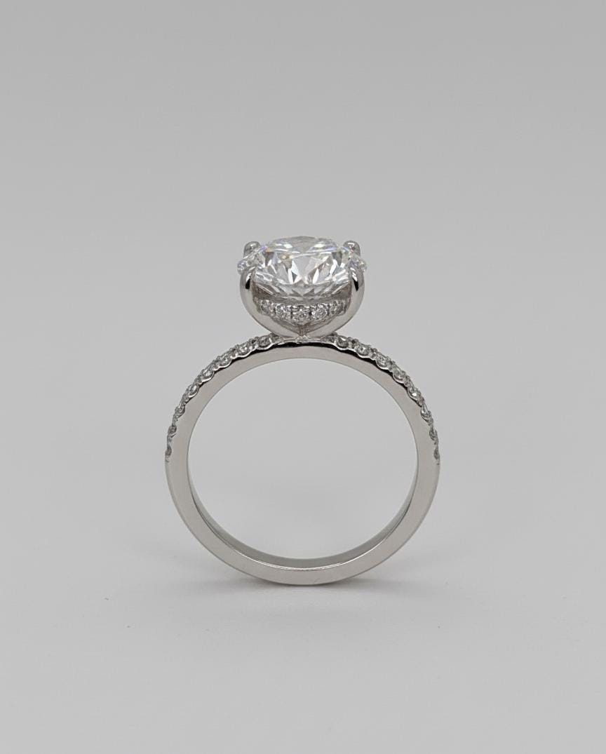 5.5 Ct IGI Certified Oval Lab Diamond Hidden Halo Engagement Ring
