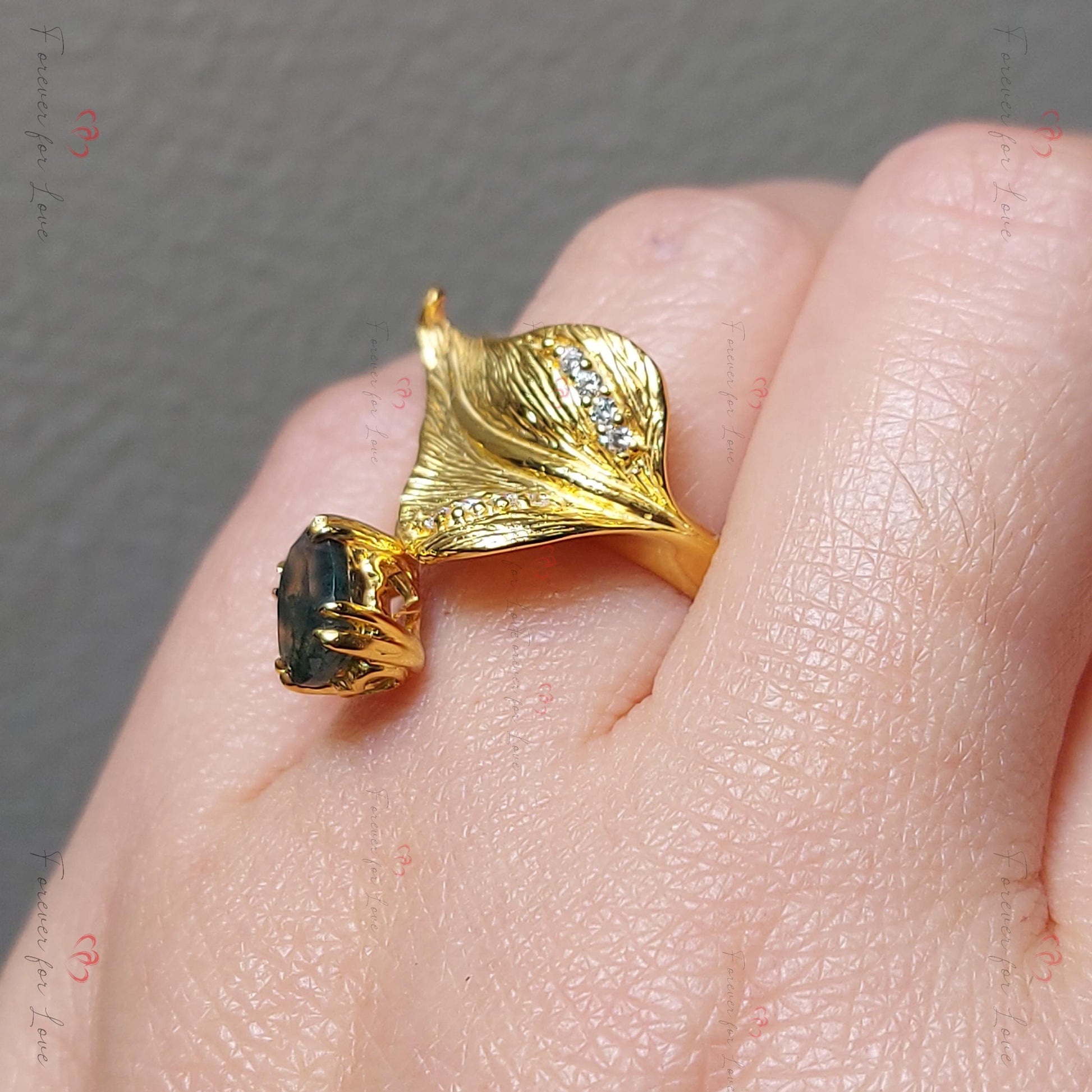 Oval Moss Agate Ring