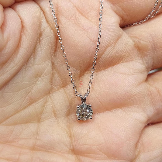 Round diamond Necklace, 14k Yellow Gold, Dainty Minimalist Round Pendant, Diamond Alternative Womens Necklace, Special Gift For Her.