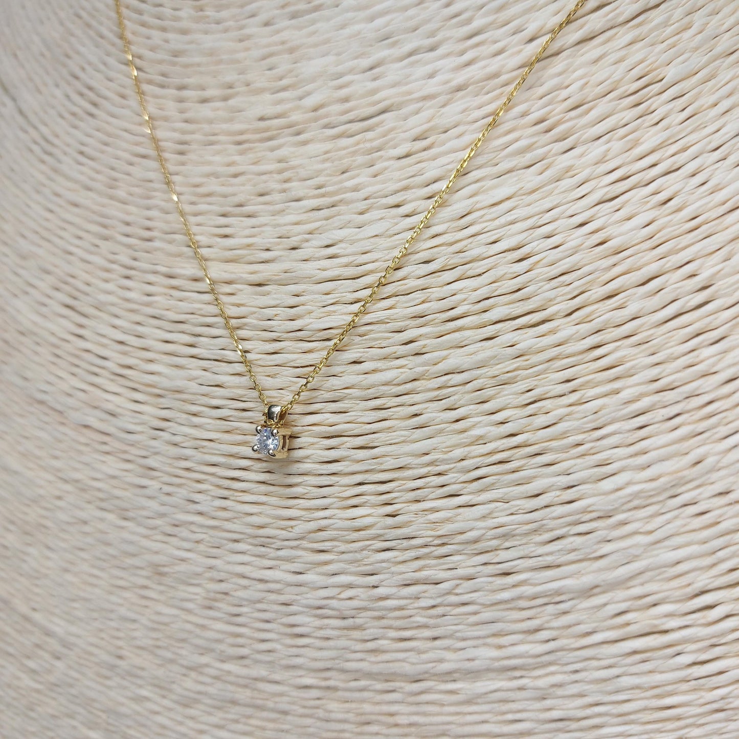 Round diamond Necklace, 14k Yellow Gold, Dainty Minimalist Round Pendant, Real Diamond Womens Necklace, Special Gift For Her. Moissanite engagement ring in Gold or Platinum — custom handcrafted by Forever For Love