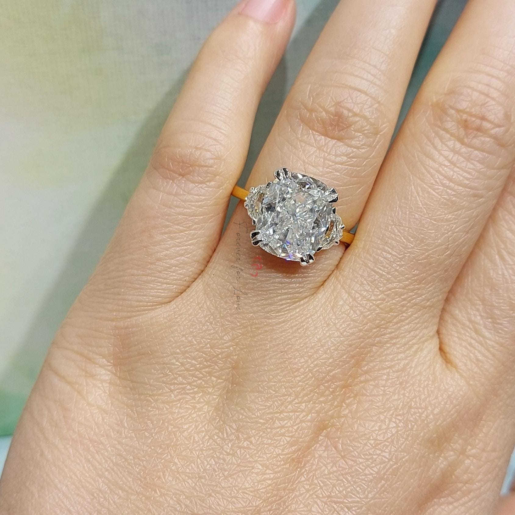 Cushion Cut Moissanite Engagement Ring, Hidden Halo Engagement Ring, Cushion Cut Solitaire, Solid Gold Cushion Cut, Solitaire Proposal Ring.