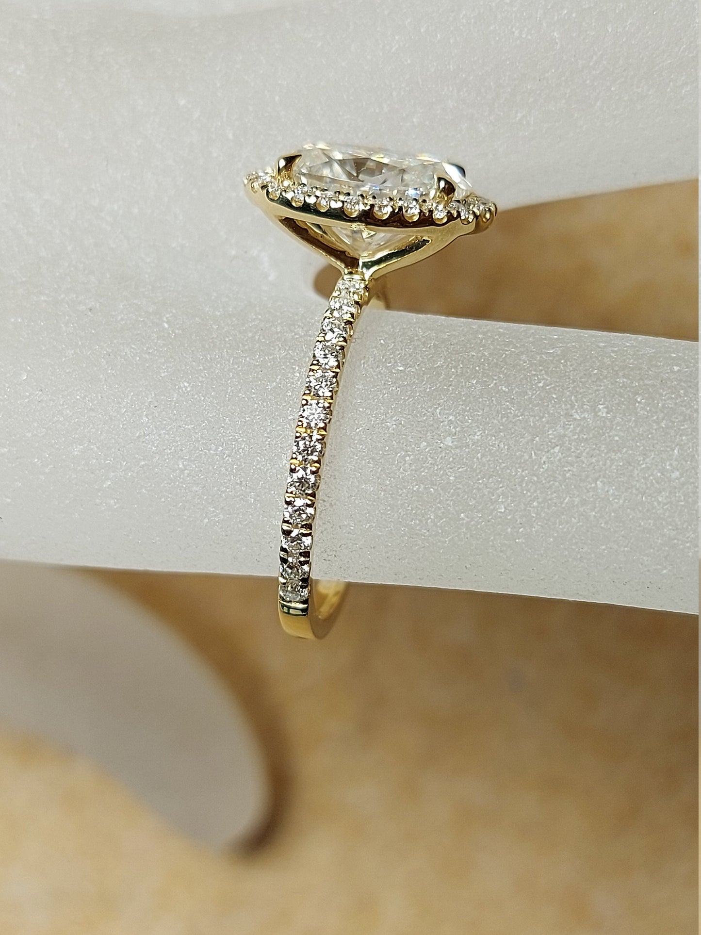 2 Ct Oval Moissanite Art Deco Halo Ring Oval cut 1Ct Moissanite Brilliant Cut engagement ring in 935 Argentium Silver — custom handcrafted by Forever For Love