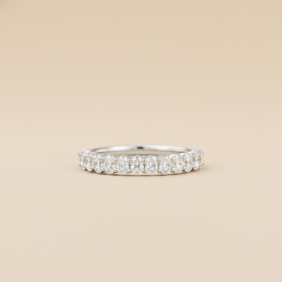 Oval Moissanite Half Eternity Band