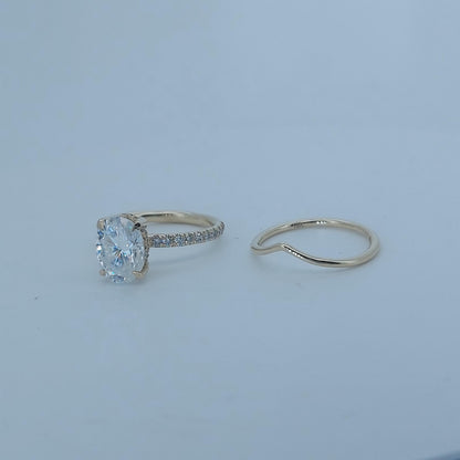 3Ct Oval Cut Wedding Set in Yellow Gold, Oval brilliant Bridal Set, Moissanite Oval Cut Bridal Set, Moissanite bridal Set.