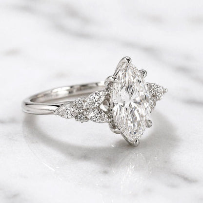 Marquise Lab Diamond Engagement Ring