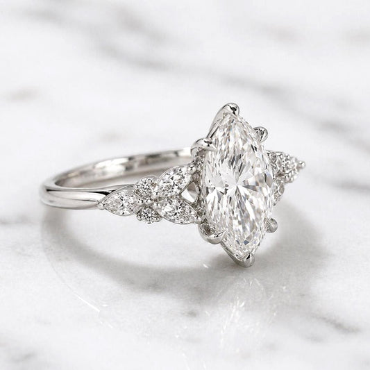 Marquise Lab Diamond Engagement Ring