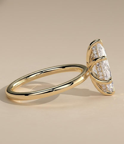 1.5 Ct IGI Certified Marquise Lab Diamond Hidden Halo Engagement Ring