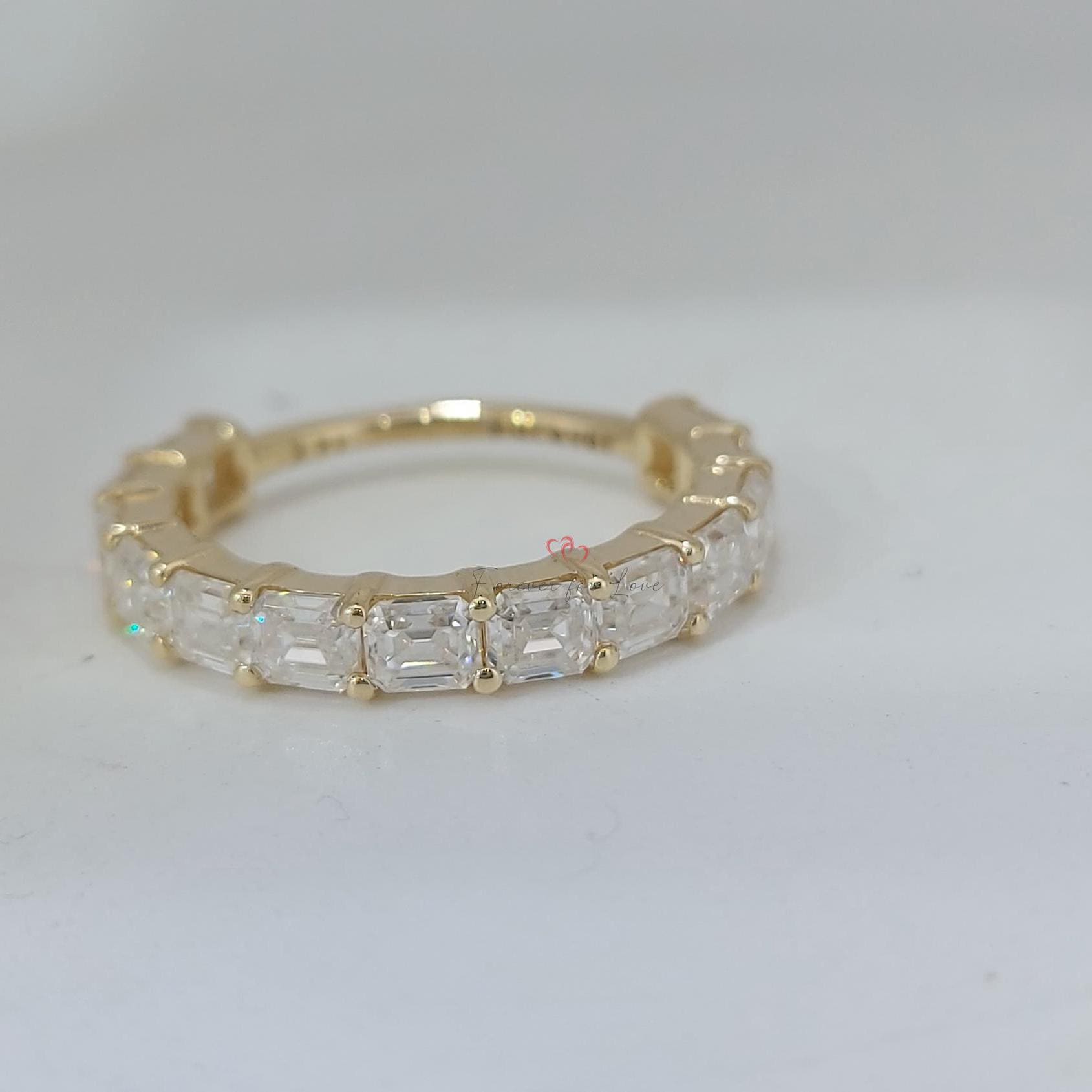 Emerald Lab Diamond Half Eternity Band