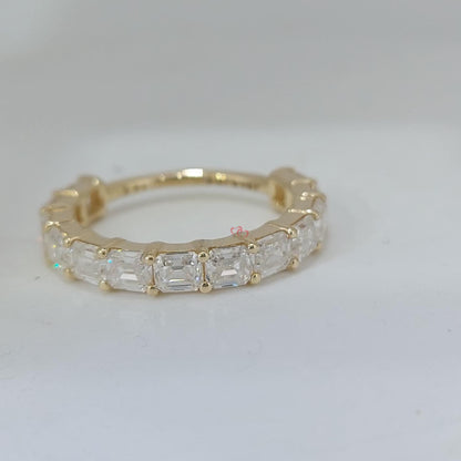 Emerald Lab Diamond Half Eternity Band