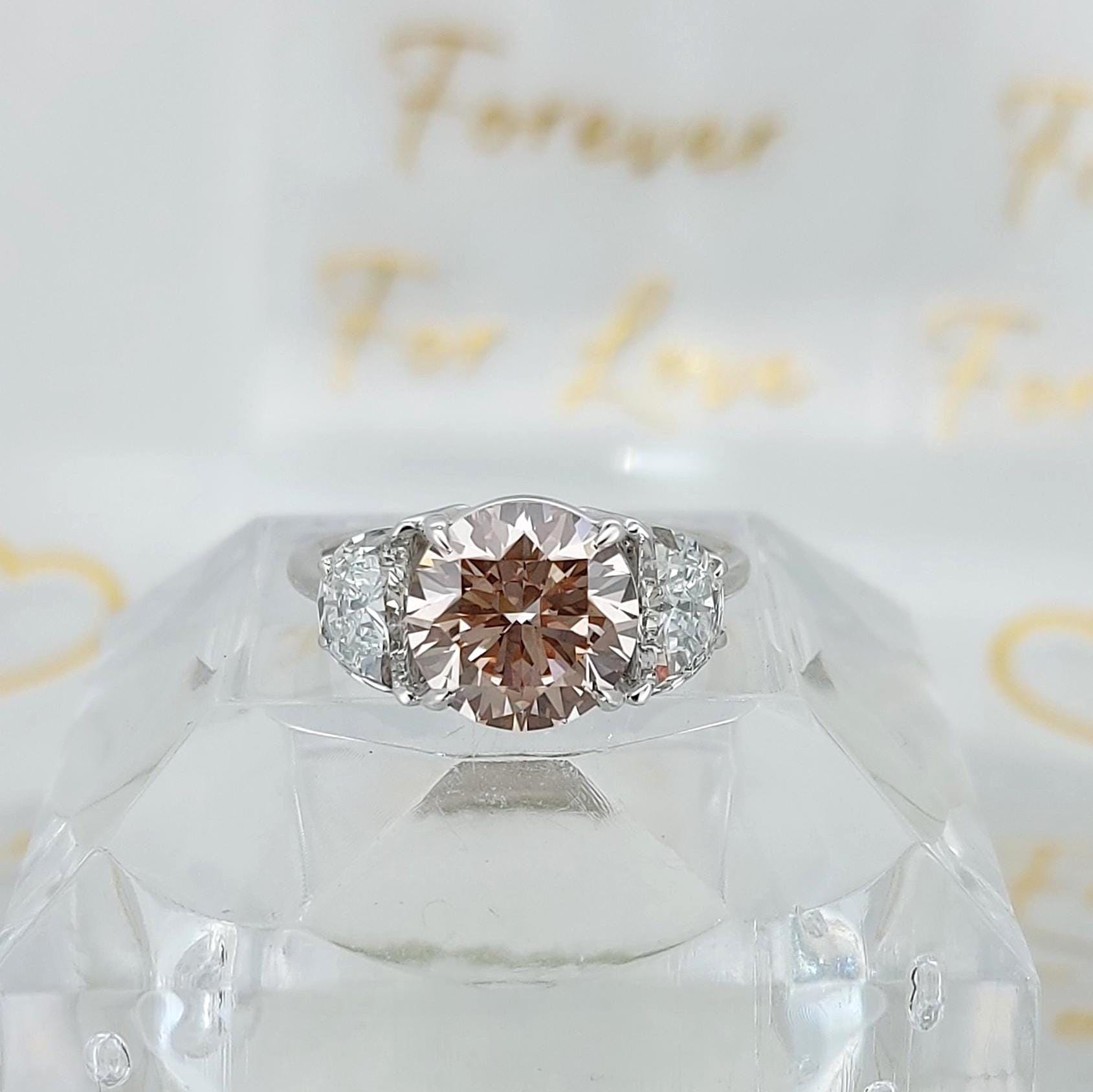 4 Ct IGI Certified Round Lab Diamond Three Stone Engagement Ring