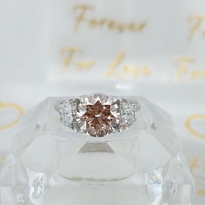4 Ct IGI Certified Round Lab Diamond Three Stone Engagement Ring