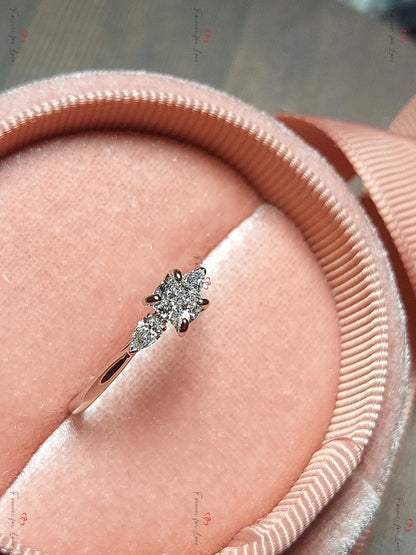 Cushion Lab Diamond, Moissanite Three Stone Engagement Ring