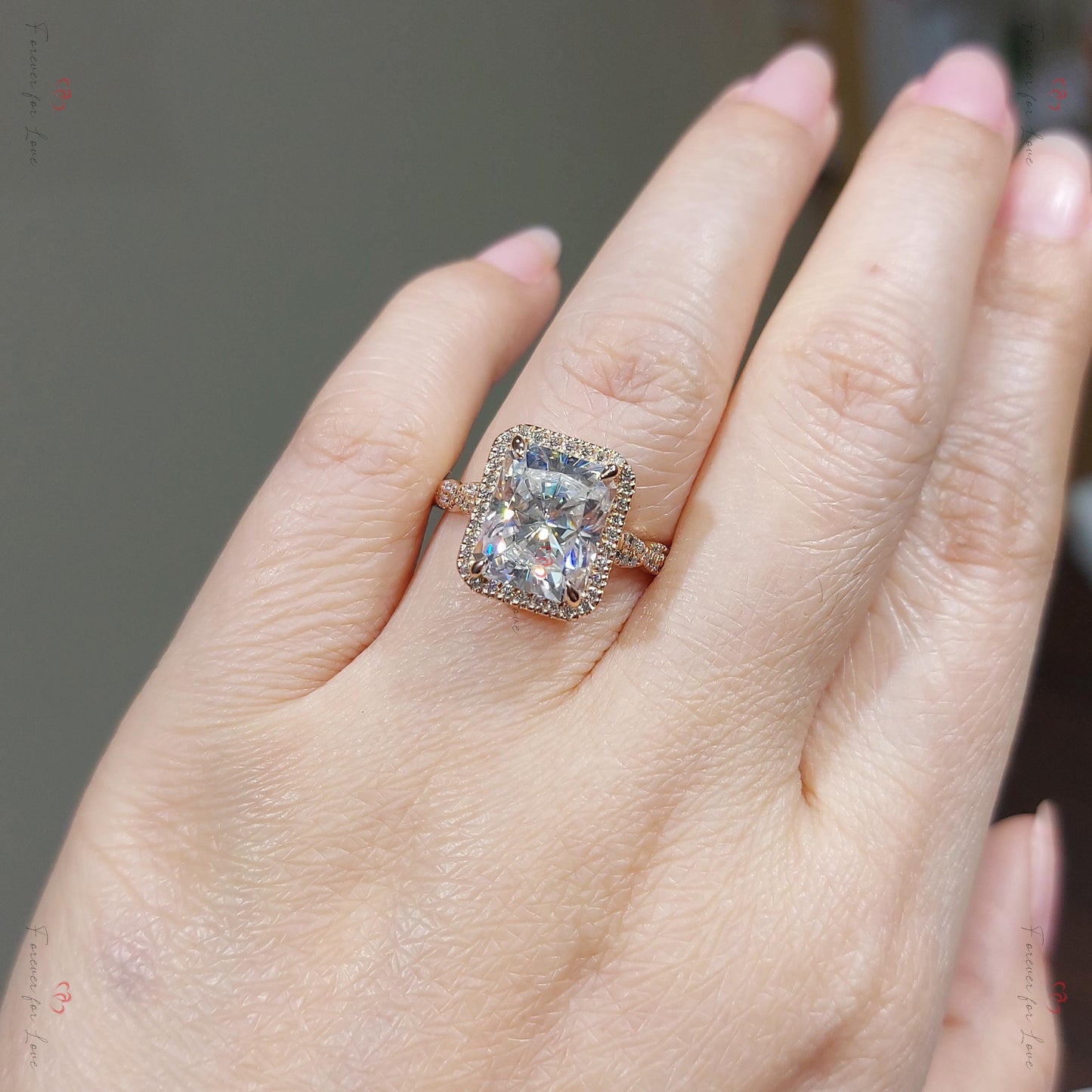4 Ct Radiant Moissanite Eternity Band Engagement Ring Radiant cut 1Ct Moissanite Brilliant Cut engagement ring in 935 Argentium Silver — custom handcrafted by Forever For Love