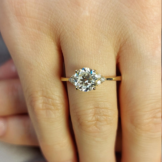 1.1 Ct IGI Certified Round Lab Diamond Three Stone Engagement Ring