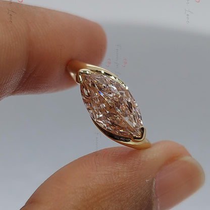 Pink Marquise Cut Lab Created Diamond Engagement Ring IGI Certified Diamond, Vivid Baby Pink Ring, Anniversary bridal Wedding Gift For Her.
