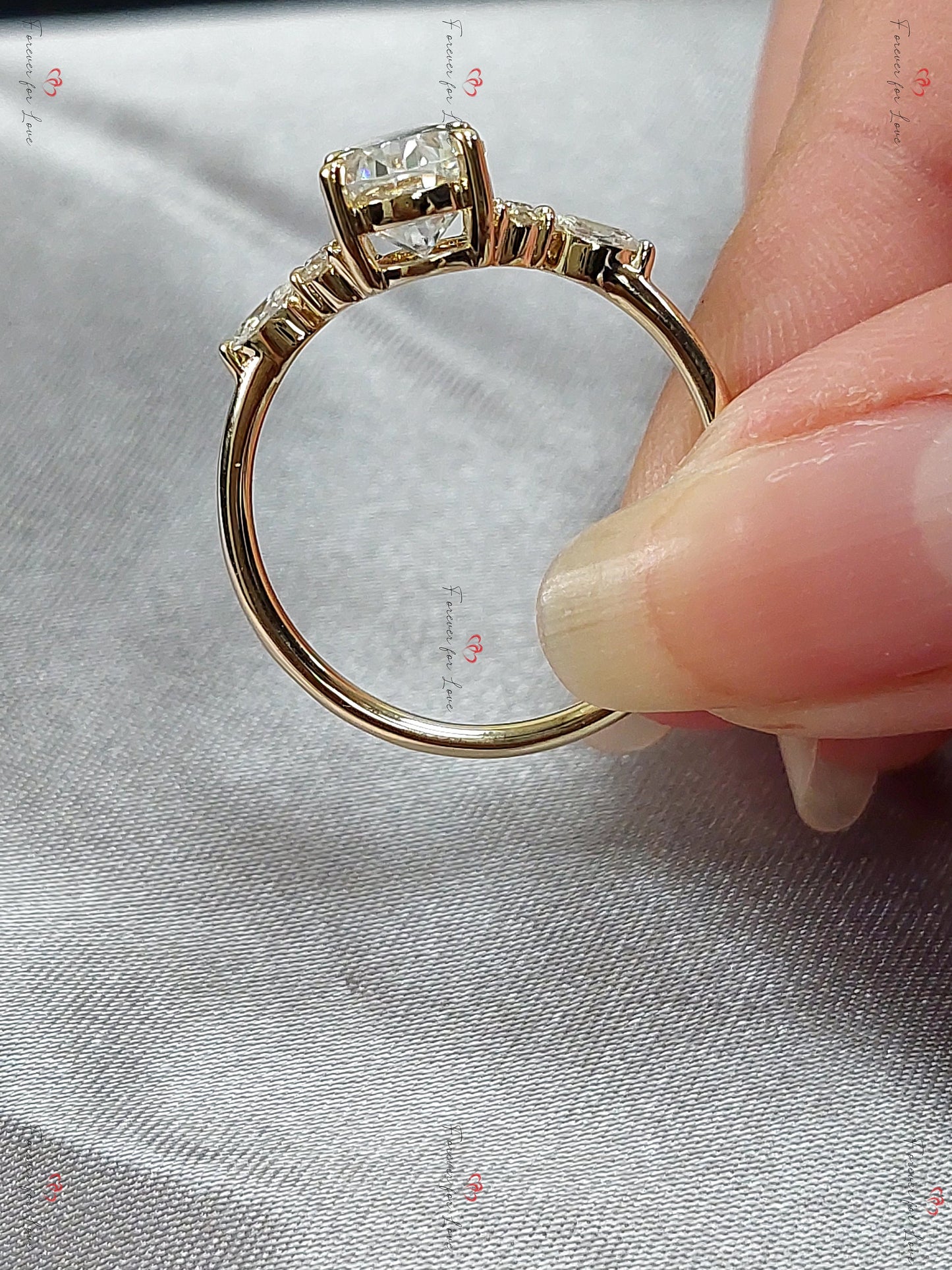 Oval Diamond, Moissanite Engagement Ring Oval cut Moissanite engagement ring in Gold or Platinum — custom handcrafted by Forever For Love