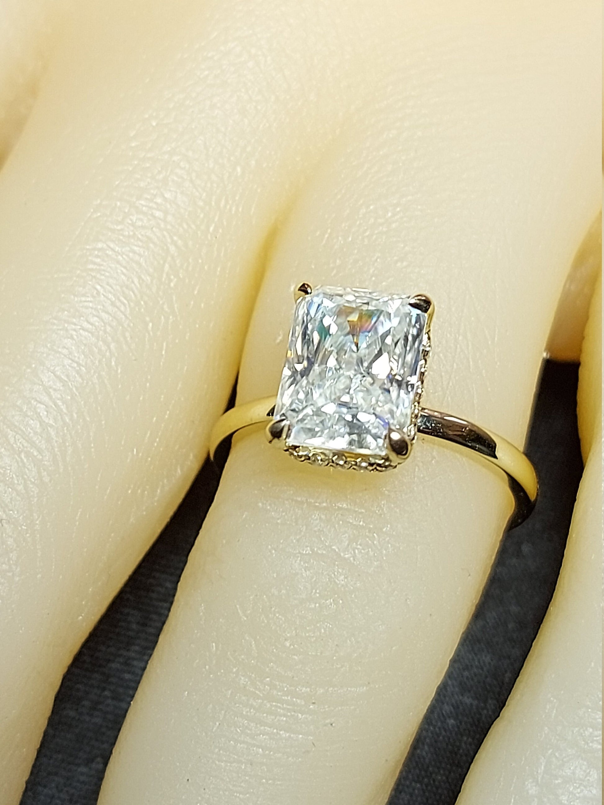 Radiant Moissanite Hidden Halo Engagement Ring