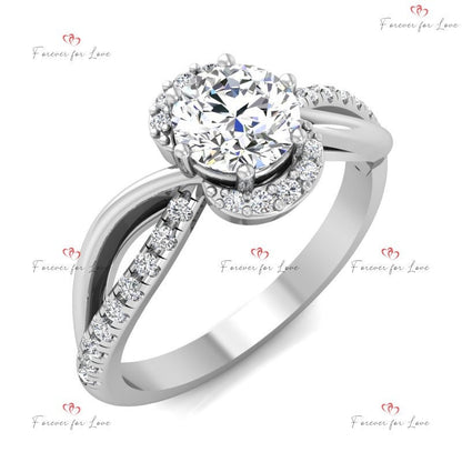 Round Natural Diamond Solitaire Engagement Ring