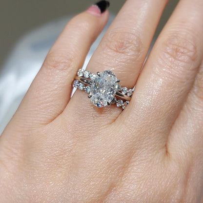 3 Ct Oval Moissanite Wedding Band