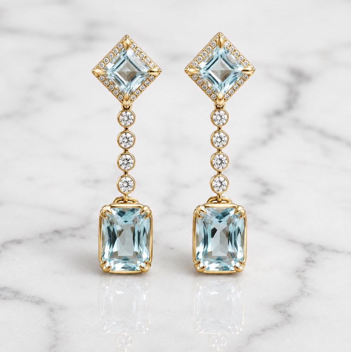 3.7tcw Aquamarin-Ohrringe, Geburtsstein März Geschenk, Geburtsstein März Ohrringe, Brautjungfern-Ohrringe, Aquamarin-Hängeohrringe, Perfektes Geschenk Moissanite engagement ring in Gold or Platinum — custom handcrafted by Forever For Love