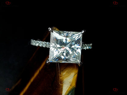 4 Ct Princess Moissanite Solitaire Engagement Ring