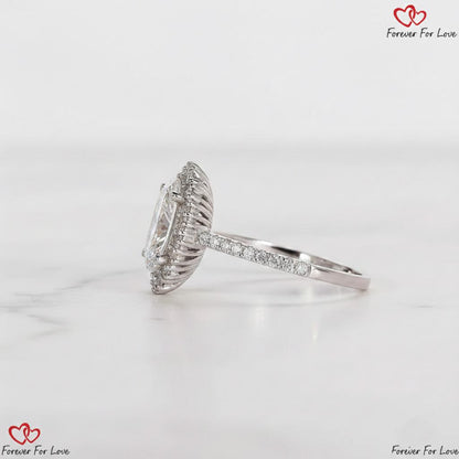 2.3 Ct IGI Certified Oval Lab Diamond Halo Engagement Ring