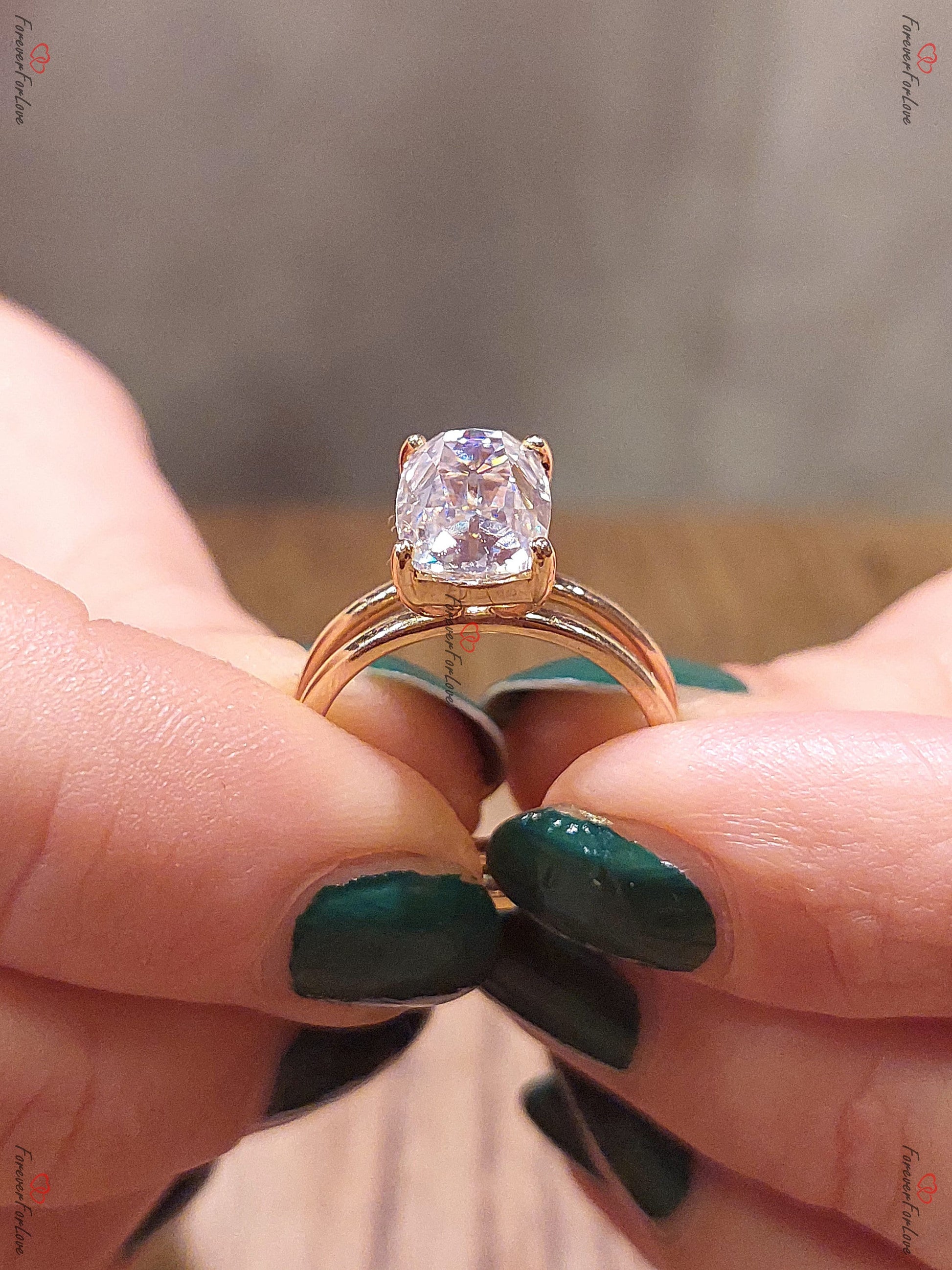 3 CT Vintage Unique OMC Cushion Cut Moissanite Ring, Solid Gold Old Cuts Ring, Hidden halo Solitaire Engagement Ring, B'day Gift For Wife.