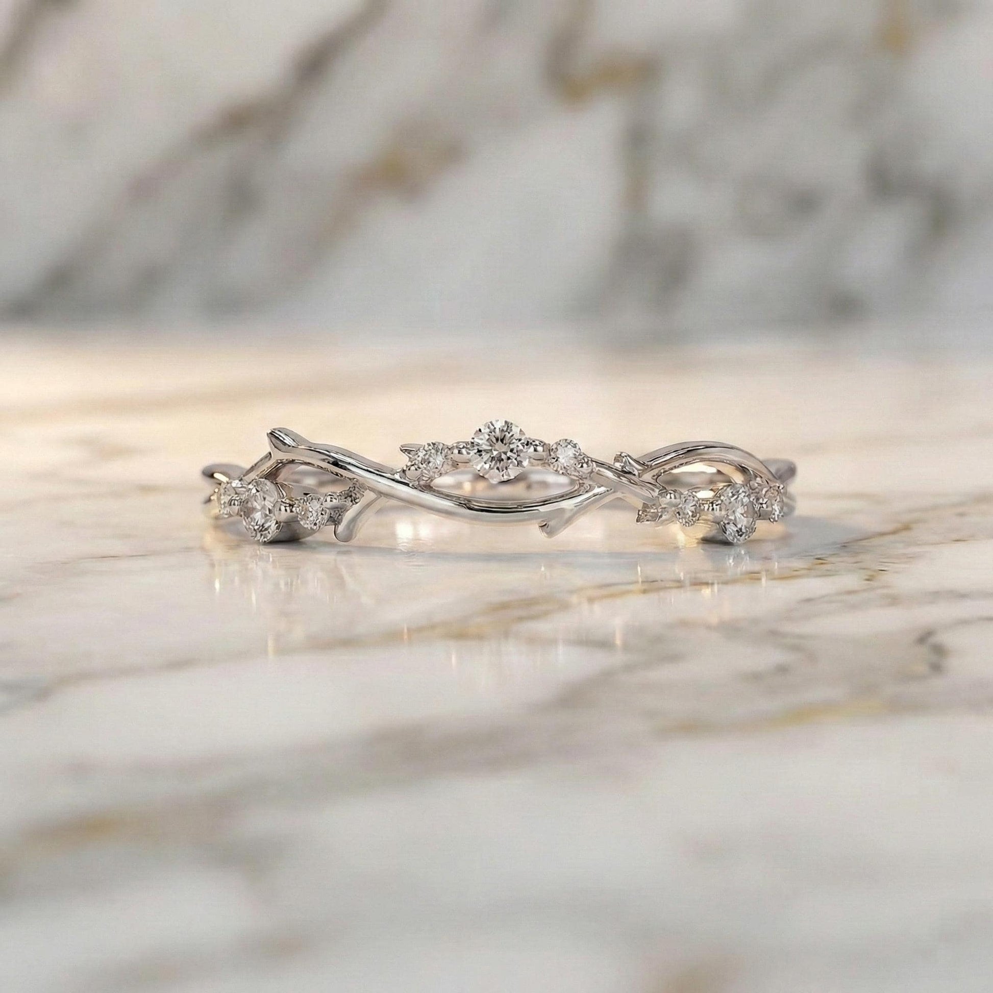 Nature Inspired Leaf Ring for Women Vintage Diamond Ring for Wedding Unique Small Promise Ring for Her Leaf, Stackable Band, Perfect gift