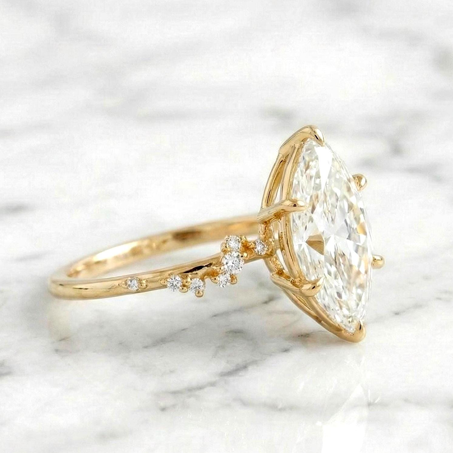 3.25 Ct IGI Certified Marquise Lab Diamond Engagement Ring