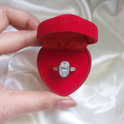 4 Ct Oval Moissanite Halo Engagement Ring