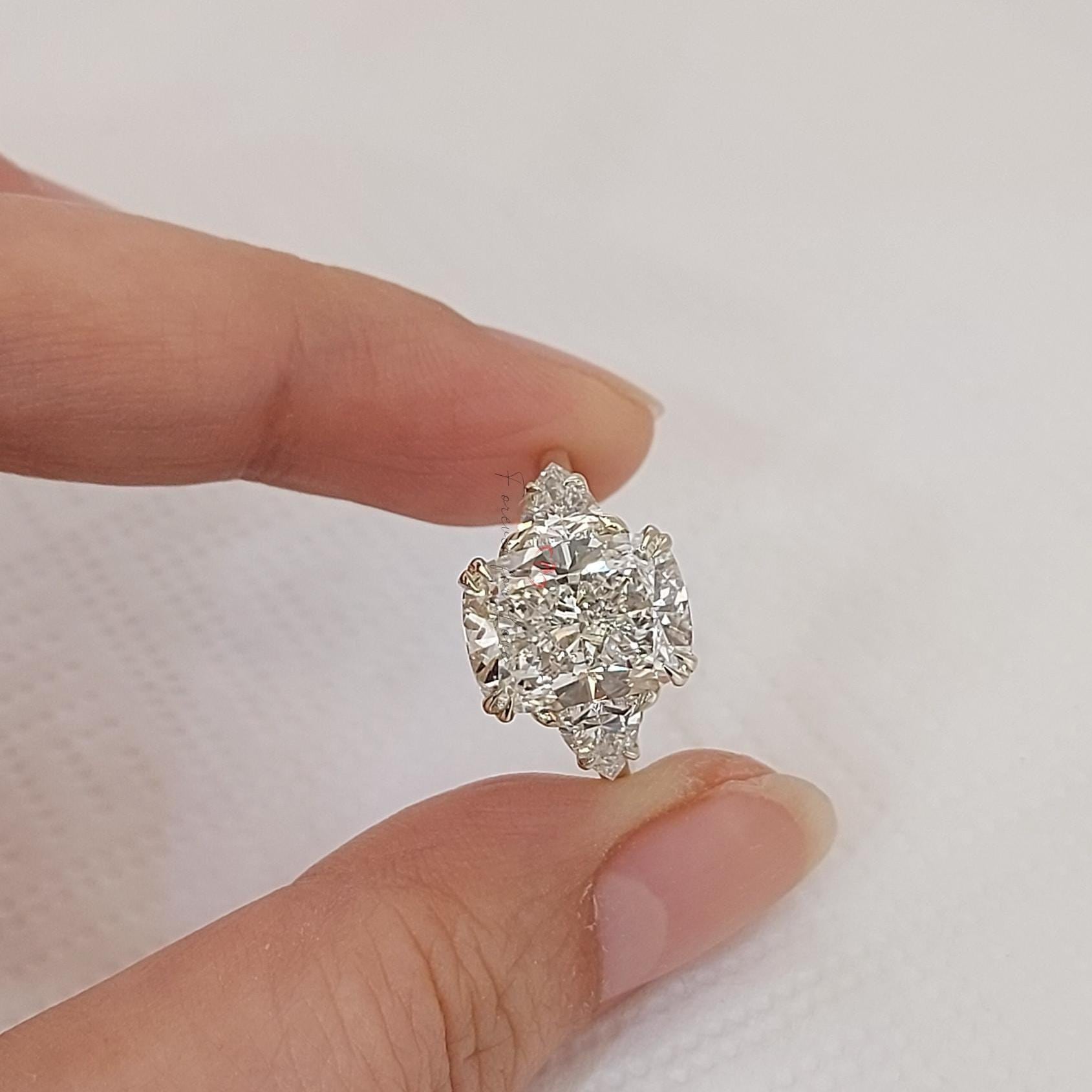 IGI Certified Cushion Lab Diamond Three Stone Ring
