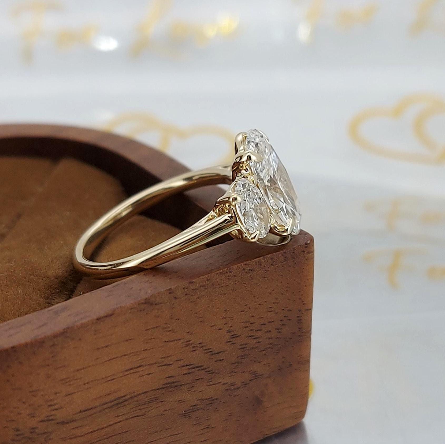 2 Ct IGI Certified Oval Gemstone Three Stone Engagement Ring