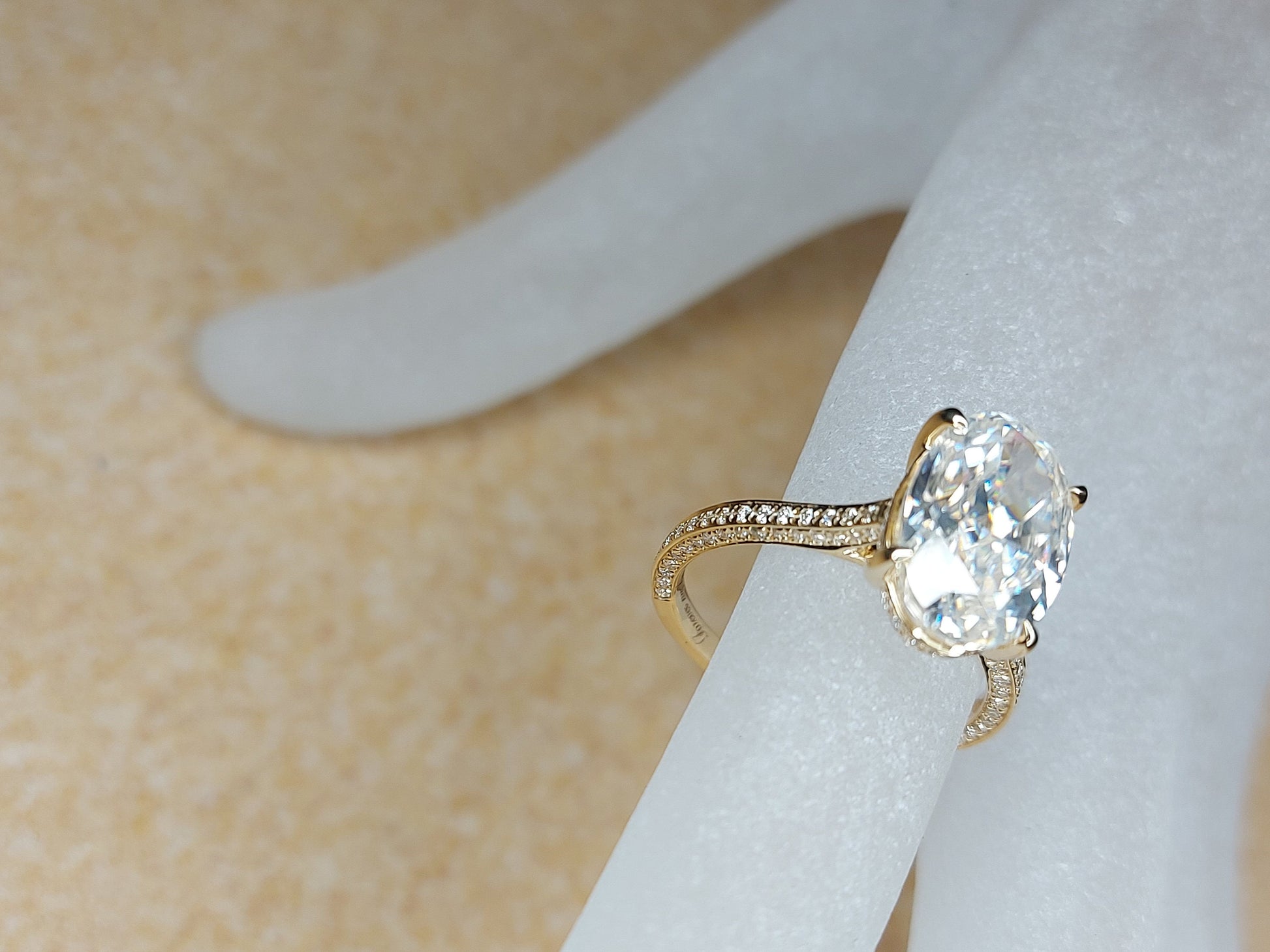 5 Ct Oval Diamond, Moissanite Hidden Halo Engagement Ring