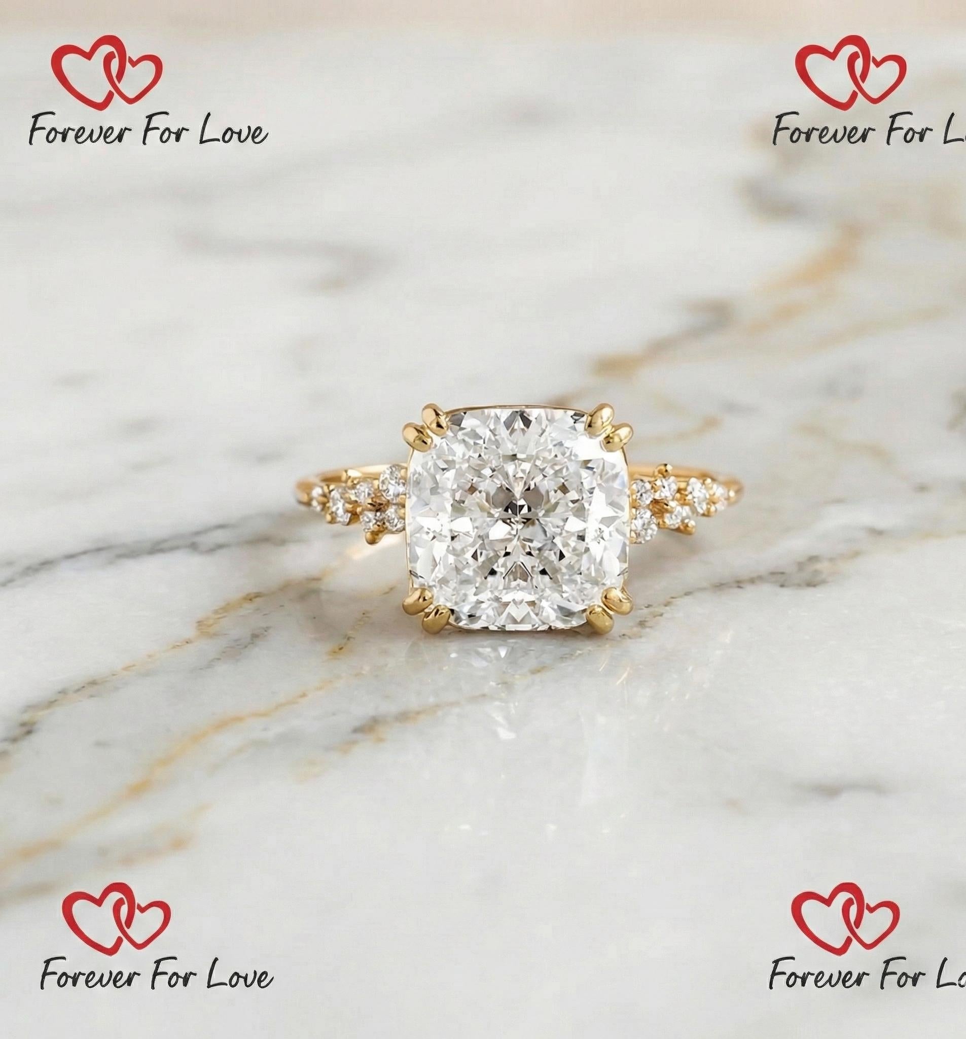 6 Ct IGI Certified Cushion Lab Diamond Engagement Ring