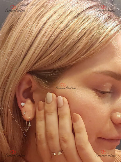 14 Karat Gelbgold Ohrstecker mit 1 Karat runden Diamanten, Diamant Ohrstecker, echte Diamantohrstecker, Geburtstagsgeschenk, Valentinstagsgeschenk für sie