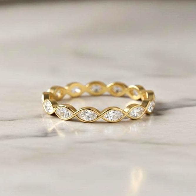 Diamond Marquise cut wedding east west band women Full eternity band Unique Yellow gold wedding vintage Matching bridal Stacking ring. Marquise cut Moissanite Brilliant Cut engagement ring in 935 Argentium Silver — custom handcrafted by Forever For Love