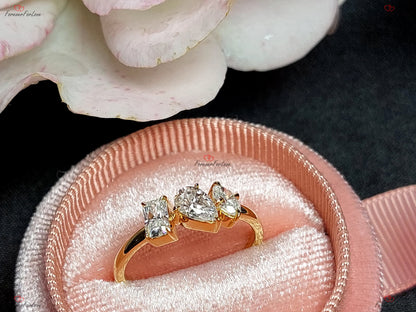 Oval Diamond, Moissanite Three Stone Engagement Ring