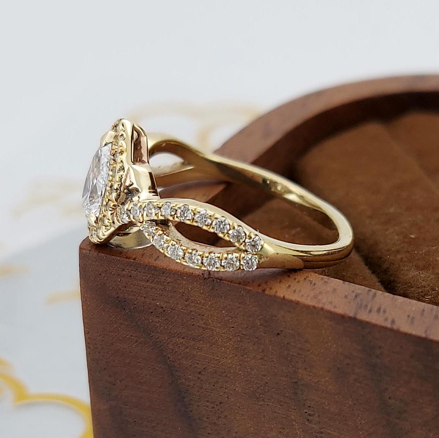 2 Ct IGI Certified Pear Lab Diamond Halo Engagement Ring