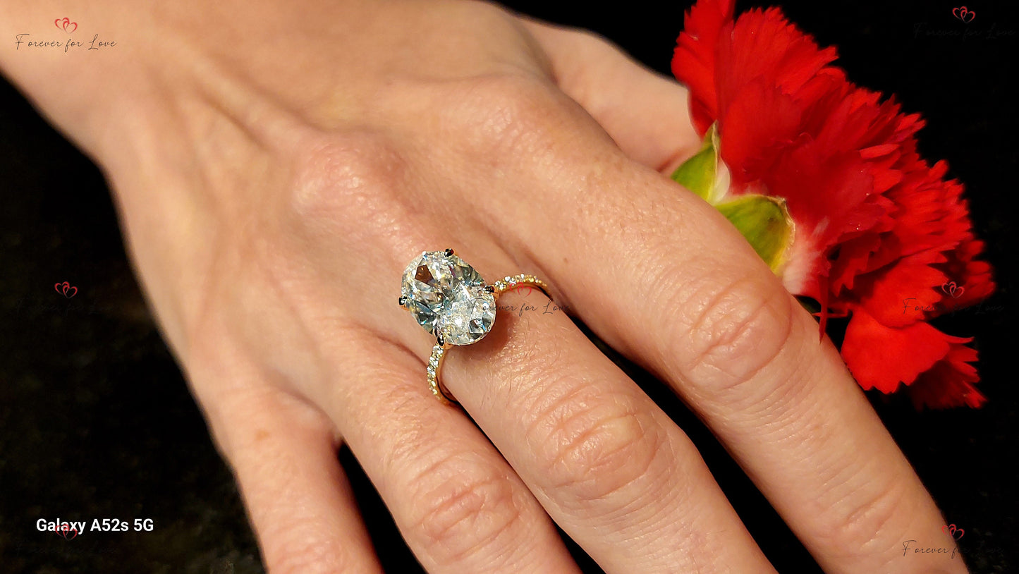 5 Ct Oval Lab Diamond VS Clarity Solitaire Ring Oval cut 1Ct Moissanite Brilliant Cut engagement ring in 935 Argentium Silver — custom handcrafted by Forever For Love
