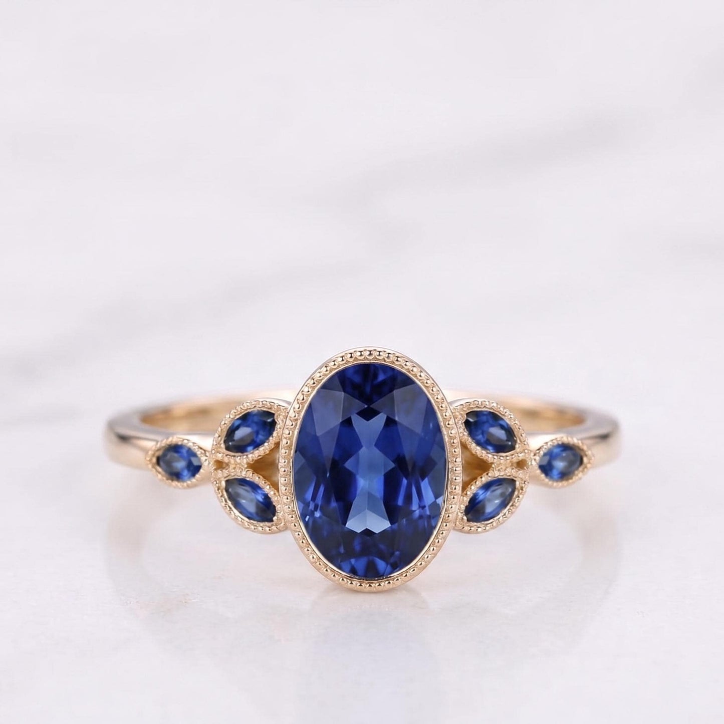 Oval Blue Sapphire Engagement Ring Oval cut 1Ct Natural Sapphire engagement ring in 935 Argentium Silver — custom handcrafted by Forever For Love