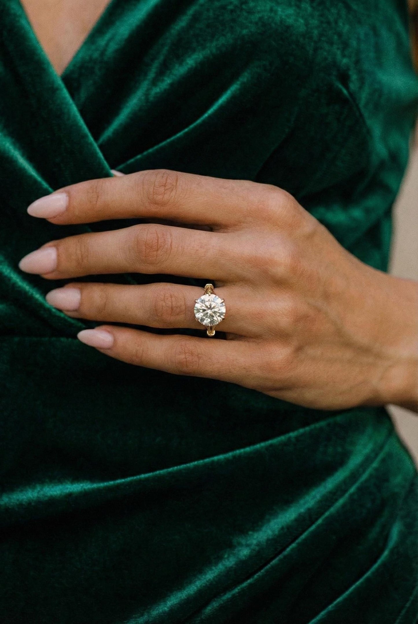 4 Ct IGI Certified Round Lab Diamond Solitaire Engagement Ring Round cut 1Ct Moissanite Brilliant Cut engagement ring in 935 Argentium Silver — custom handcrafted by Forever For Love