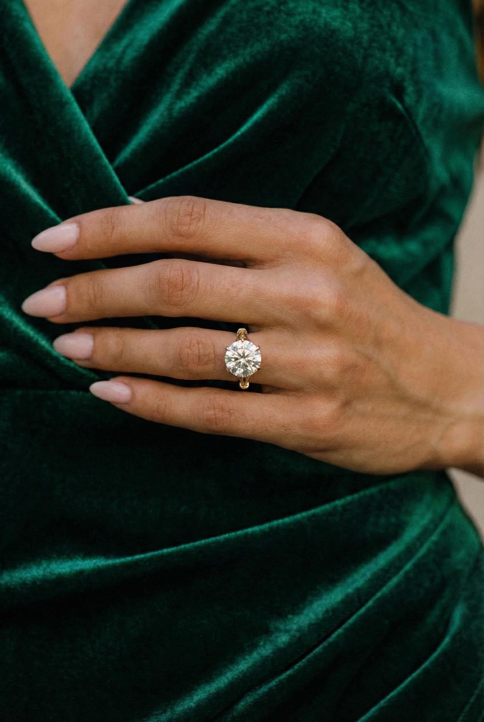 4 Ct IGI Certified Round Lab Diamond Solitaire Engagement Ring