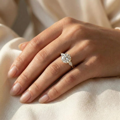 4.5 Ct Pear Lab Diamond Three Stone Ring