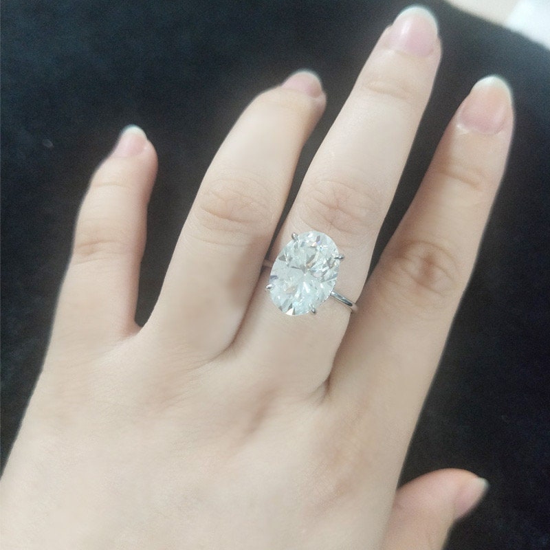 7 CT Oval Moissanite Engagement Ring, Oval Cut Engagement Ring, Thin Band Oval Ring, white Gold Oval Solitaire engagement Ring