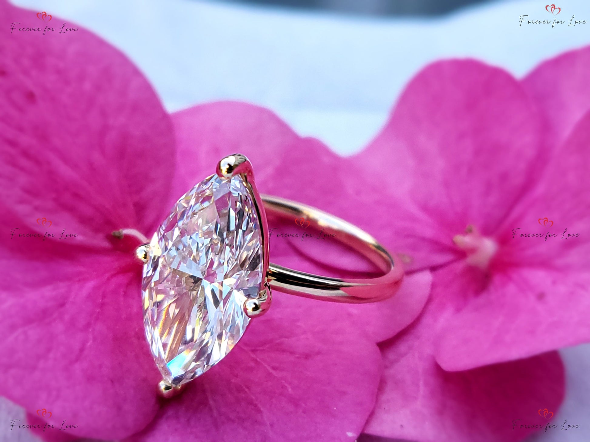 4.12 Ct IGI Certified Marquise Lab Diamond Engagement Ring