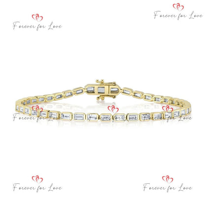 Naturdiamant Tennisarmband 14K Weißgold Baguette Tennisarmband, Naturdiamant Armband, Diamant Armband Geburtstagsgeschenk für sie